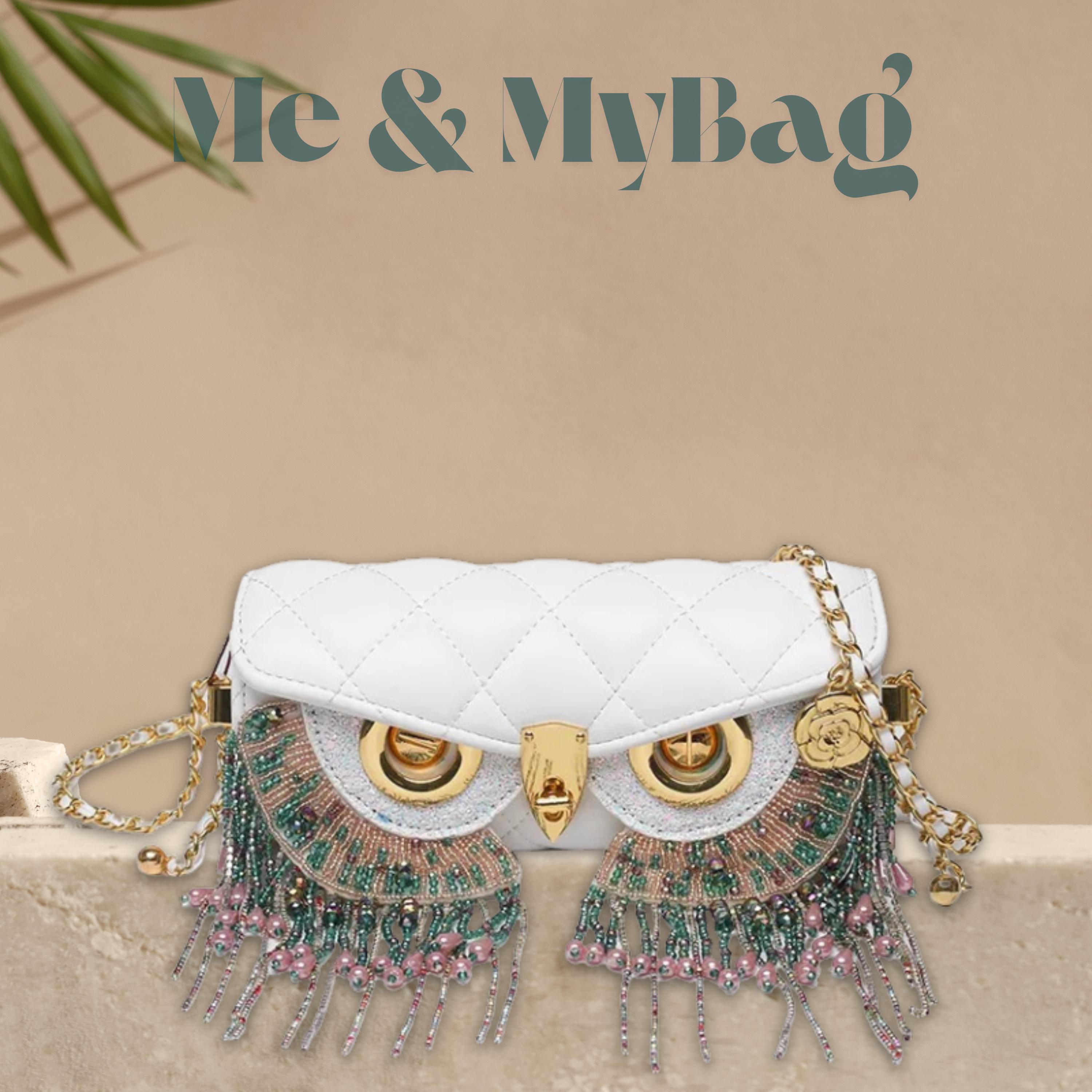 Quilted Owl Crossbody Bag: Beaded Eye Detail & Chain Strap