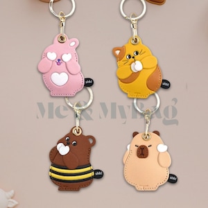 Tierförmige AirTag-Halterung, süße Tier-Schlüsselringhülle für Apple AirTags & Fobs, handgefertigte AirTag-Abdeckung, lustige Tierdesigns