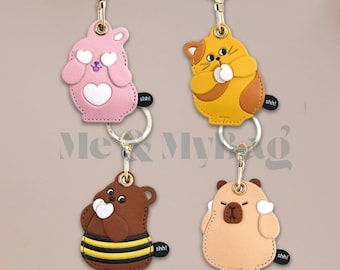 Handmade Faux Leather Animal AirTag Holder, Keyring Case