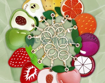 Fruit AirTag Holder: Handmade Leather Keyring Case