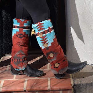 Fleece Leg Warmers for Women Handmade Southwestern Style Free Shipping