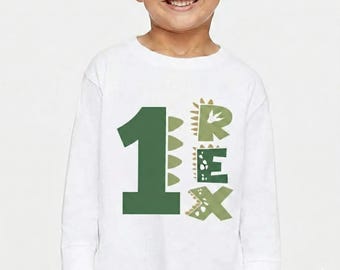 Chemise personnalisée 1er anniversaire de dinosaure, tenue de Rex avec nom personnalisé