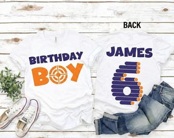 Chemise personnalisée pour 6e anniversaire avec pistolet à fléchettes, tenue d'anniversaire pour garçon de 6 ans