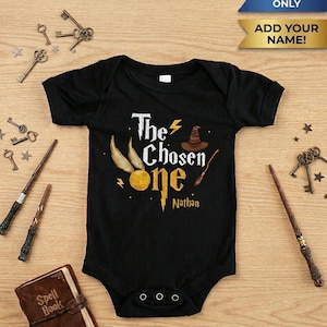 Personalized Wizard Birthday Bodysuit, The Chosen One Baby Outfit