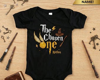 Personalized Wizard Birthday Bodysuit, The Chosen One Baby Outfit