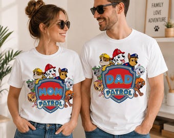 Personalized Puppy Patrol Family Shirts, Matching Birthday Boy Set, Mom Dad Brother Sister Puppy Party Tees, Custom Name