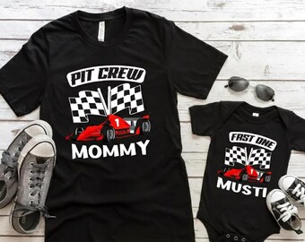 Personalized Fast One Birthday Pit Crew Shirts, Race Car Family Matching Outfit