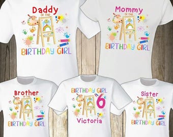 Personalized Art Paint Birthday Shirt, Family Matching Outfit, Custom Name Age