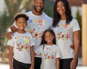 Carnival Circus Family Birthday Shirts, Matching Party Outfits, Custom Age Name