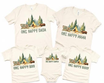 One Happy Camper Birthday Shirt, Camping Family Matching Outfit