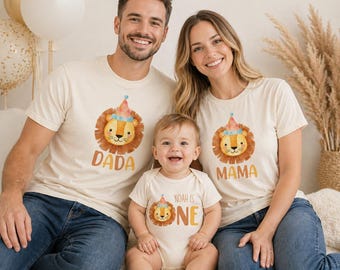 Chemises de famille d'anniversaire de lion, chemises de lion d'anniversaire de papa frère assorties, tenue d'anniversaire de lion personnalisée