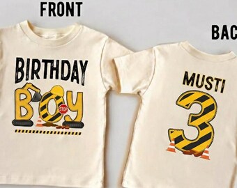 T-shirt personnalisé anniversaire de construction pour garçon, 3 ans, t-shirt excavatrice