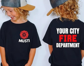Personalized Firefighter Birthday Shirt, Custom Fire Department Toddler Tee