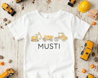 Personalized Construction Truck Toddler Sweatshirt, Custom Name