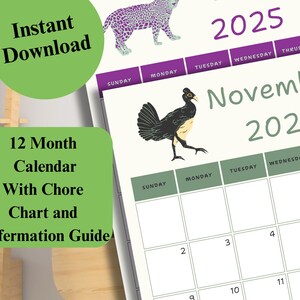 Kids Jungle Animal 2025 planner, takenschema, positief denken, affirmatiegids, pdf direct download, organisatorisch en gebruiksvriendelijk