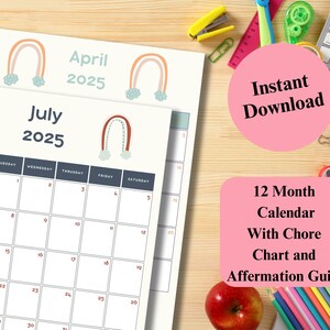 Kids Soft Rainbow planner 2025, takenschema, positief denken, affirmatiegids, pdf direct download, organisatorisch en gebruiksvriendelijk