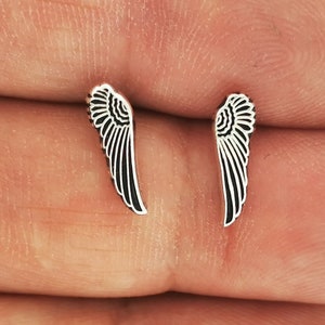 Small Wing Stud Earrings in 925 Sterling Silver Angel Wing Earrings Tiny Wing Earrings for Second Piercing 925 Silver Jewelry Gift for Her