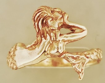 Anillo sirena en plata de ley 925, anillo sirena clásico, anillo sirena de plata