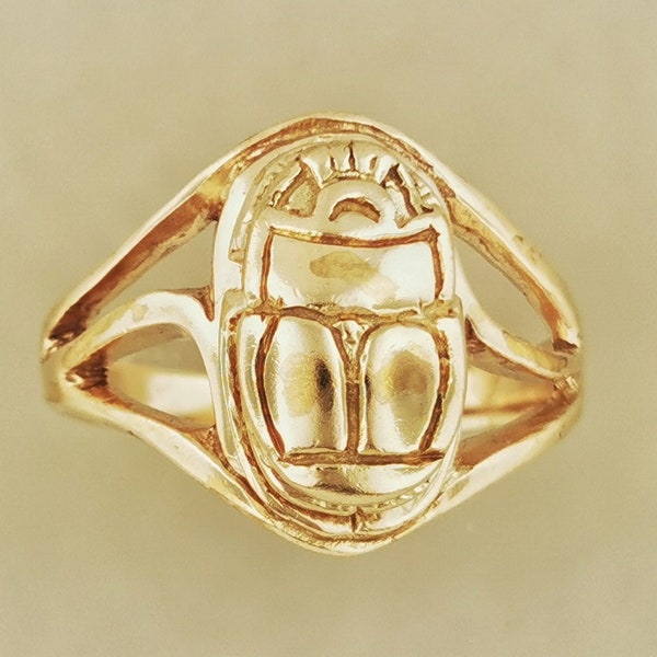 Egyptian Scarab Ring in Sterling Silver or Antique Bronze, Mid Century Egyptian Scarab Ring, Scarab Beetle Ring, Ancient Egyptian Style Ring