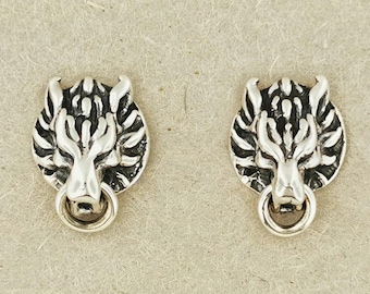 Sterling Silver FF7 Wolf Stud Earrings FFVII Cloud Wolf Earring
