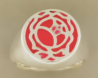 Utena Rose Signet Ring in Sterling Silver or Antique Bronze