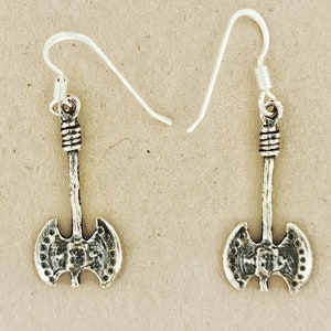 Small Axe Charm Earrings in Sterling Silver or Bronze Viking Jewelry Dangle Norse Warrior Axe Earrings Gift for Her Viking Style Jewelry