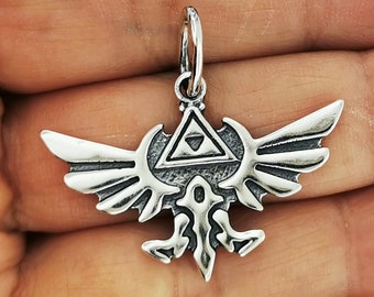 Legend of Zelda Pendant in Sterling Silver or Antique Bronze / Zelda Royal Crest Pendant / Triforce Pendant / Hyrule Pendant / Gamer Pendant