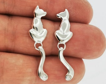 Final Fantasy XIII-2 Serah Cat Earrings in Sterling Silver / Final Fantasy Earrings / FF13-2 Earrings / Cat Earrings / Final Fantasy Jewelry