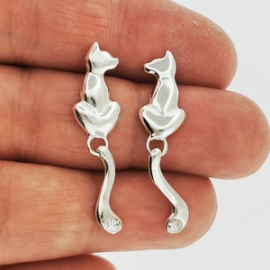 Final Fantasy XIII-2 Serah Cat Earrings in Sterling Silver / Final Fantasy Earrings / FF13-2 Earrings / Cat Earrings / Final Fantasy Jewelry