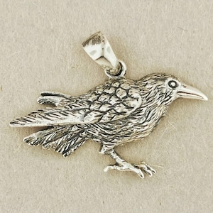 Raafhanger in antiek brons of 925 sterlingzilver Vikingvogelketting grote Odin raafketting mythologie sieraden cadeau voor hem haar