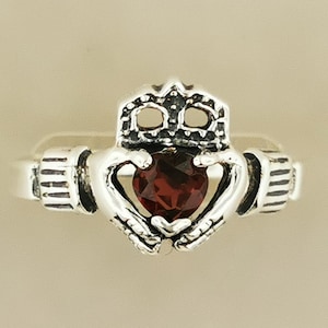925 Sterling Silver Claddagh Ring with Gemstone Heart Irish Celtic Claddagh Ring with Gemstone Ladies Celtic Claddagh Ring with Gemstone