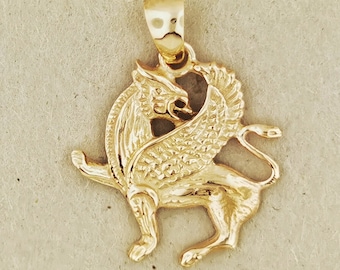 Griffin Pendant in Silver or Bronze, Medieval Griffin Charm, Griffin Jewelry Pendant, Gryphon Charm Pendant, Fantastical Animals Jewellery