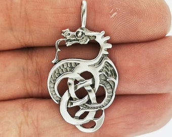 Celtic Knotwork Dragon Pendant in Stainless Steel