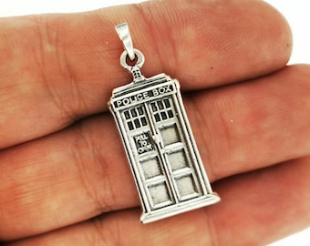 Handmade Tardis Charm Pendant from Dr Who, Dr Who Pendant, Sci-Fi Pendant, Phone Box Pendant, Police Box Pendant, Geeky Gifts