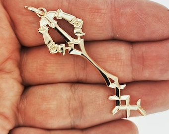 Kingdom Hearts Rainfell Keyblade Pendant in Gold Made to Order / KH Keyblade Pendant / Video Game Pendant