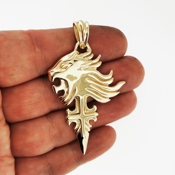 Medium Final Fantasy 8 Squall Griever Pendant in Gold, FF8 Sleeping Lion Pendant, Final Fantasy VIII Pendant, Squall Cosplay, FF8 Pendant