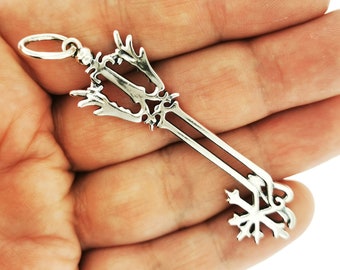 Kingdom Hearts Oathkeeper Keyblade Pendant in Sterling Silver or Antique Bronze / KH Keyblade Pendant / Video Game Pendant