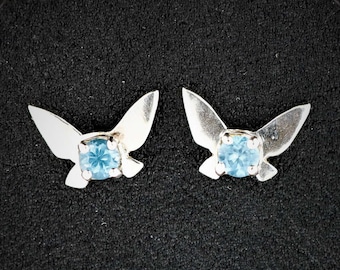 Legend of Zelda Navi Gemstone Earrings in Sterling Silver, Legend of Zelda Stud Earrings, Gemstone Fairy Earrings, Navi stud earrings