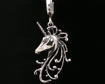 Unicorn Head Pendant in Silver or Bronze Handmade High Fantasy Pendant Vintage-Inspired Jewelry Unicorn Lover Gift Fantasy Jewellery
