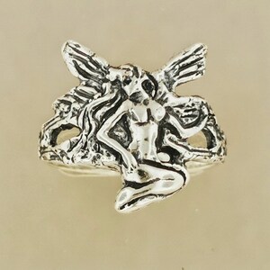 Art Nouveau Fairy Ring in Sterling Silver or Antique Bronze Faerie Ring Art Nouveau Jewelry