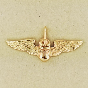 Winged Scarab Pendant in 925 Sterling Silver or Bronze Egyptian Sun God Khepri Amulet Protection Jewelry Ancient Egypt Necklace Jewelry
