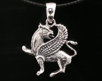 Griffin Pendant in Silver or Bronze Medieval Griffin Charm Griffin Jewelry Pendant Gryphon Charm Pendant Fantasy Lover Jewelry
