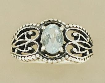 925 Sterling Silver Filigree Ring with Birthstone Gothic Style Ring for Women Antique Style Ring Dark Romantic Jewelry Victorian Goth Gift