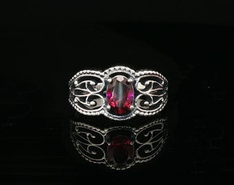 925 Sterling Silver Filigree Ring with Gemstone Gothic Style Ring for Women Antique Style Ring Dark Romantic Jewelry Victorian Goth Gift