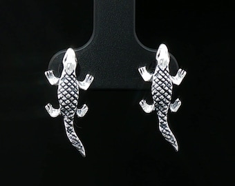 Handmade Sterling Silver Alligator Earrings Animal Jewelry Unique Empowerment Gift Wild Reptile Earrings Bold Gift Idea for Reptile Lovers