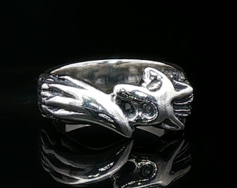 Anello con volpe in argento sterling 925 o bronzo, anello nuziale con volpe, anello con coda di volpe, gioielli con volpe, regalo per gli amanti delle volpi, anello con animale volpe