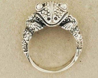 Frosch Ring in 925 Silber oder Bronze, Frosch Liebhaber Schmuck Geschenk, Retro Style Frosch Ring, 3D Tier Ring Schmuck