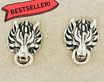 Sterling Silver Fantasy FF7 Wolf-oorbellen Cloud Strife laatste sieraden FFVII Wolf oorbellen Gamer cadeau Final Stud Oorbellen Fantasy