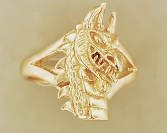 Dragon Head Ring in Sterling Silver Or Antique Bronze, Dragon Head Ring, Fantasy Jewellery