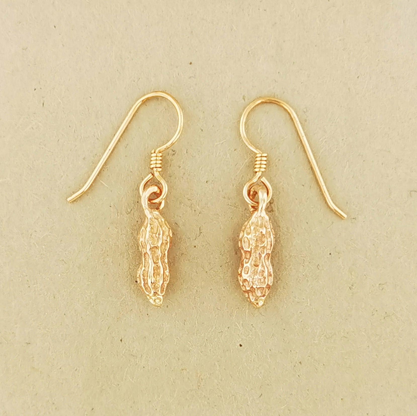 Peanut Charm Earrings in Sterling Silver or Bronze Nut Earrings Funny Food Jewelry Peanut Earrings Gift for Her Quirky Peanut Jewelry
